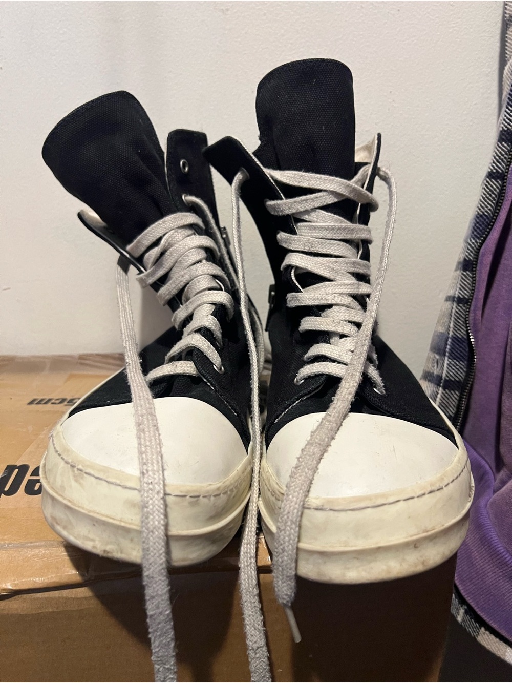 Rick Owens Black High-Top Sneakers
